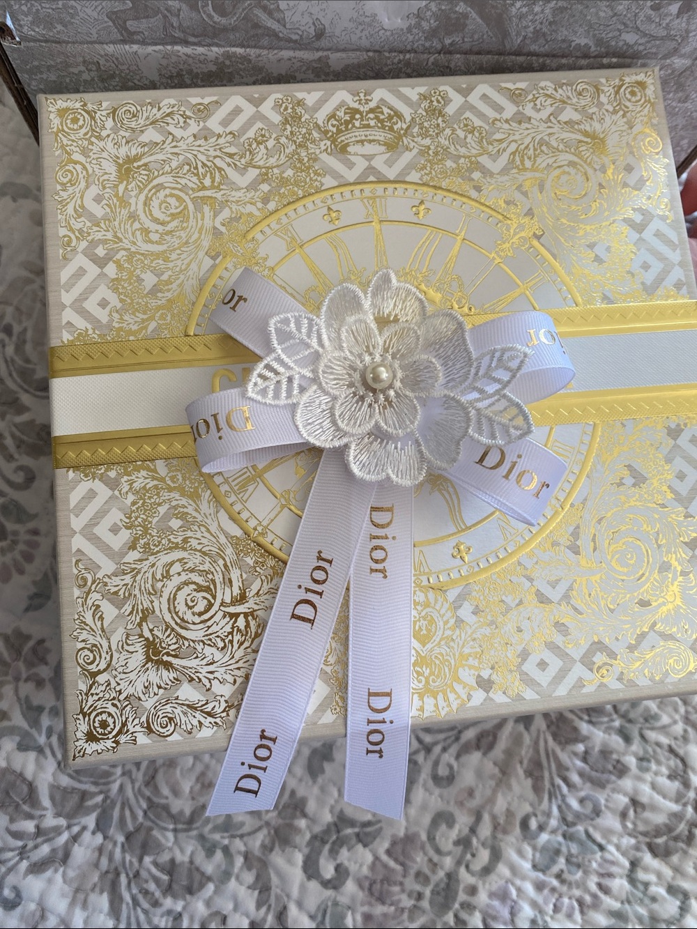Dior White & Gold Decorative Handmade Hairclip